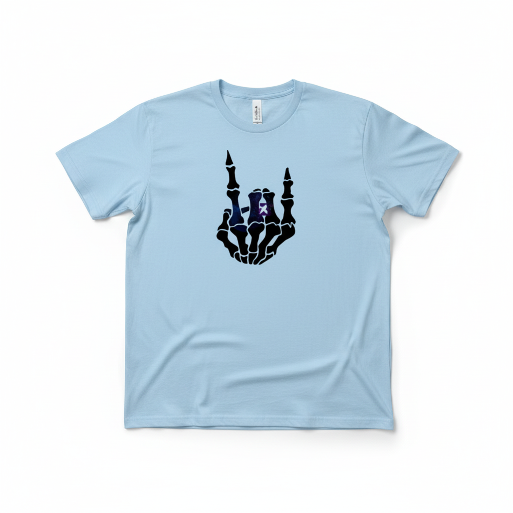 Light Blue Skeleton Hand T-Shirt